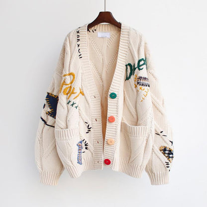 💥Limit Time 49% OFF✨Women's V-Neck Embroidered Sweater with Buttons