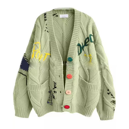 💥Limit Time 49% OFF✨Women's V-Neck Embroidered Sweater with Buttons