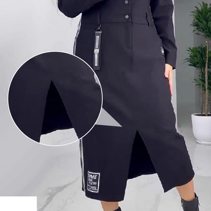 🔥Hot Sales - 49% OFF🎉Women's Long Sleeve Button-Down Slit Dress