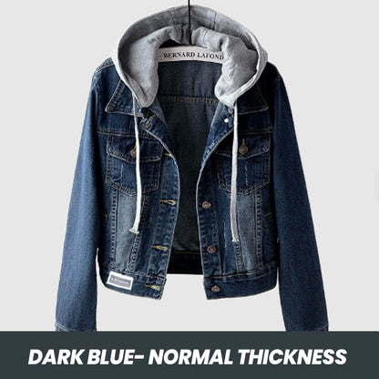 💥Hot Sale🎉Women's Removable Hooded Short Denim Jacket