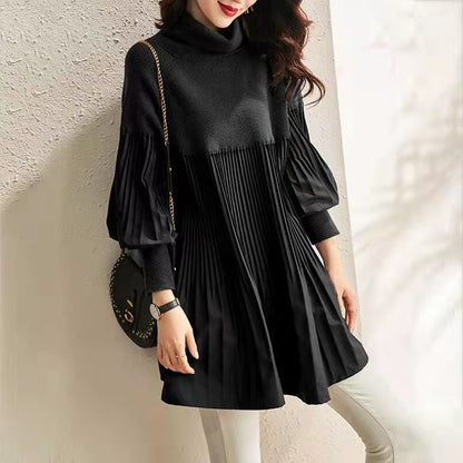 🎀HOT SALE 49% OFF🍂Plus Size Solid Color Lantern Sleeve Knit Dress