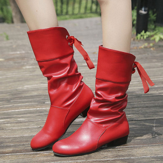 🎁Hot Sale 49% OFF⏳Women's Lace-Up Chunky Heel Mid-Calf Boots