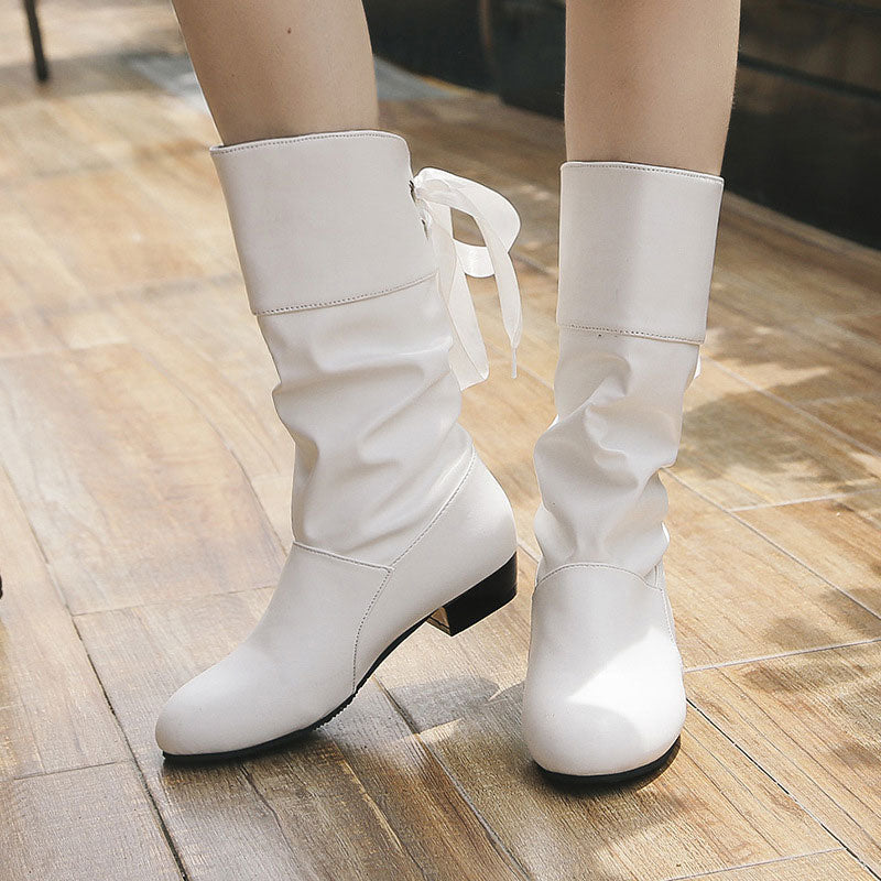🎁Hot Sale 49% OFF⏳Women's Lace-Up Chunky Heel Mid-Calf Boots
