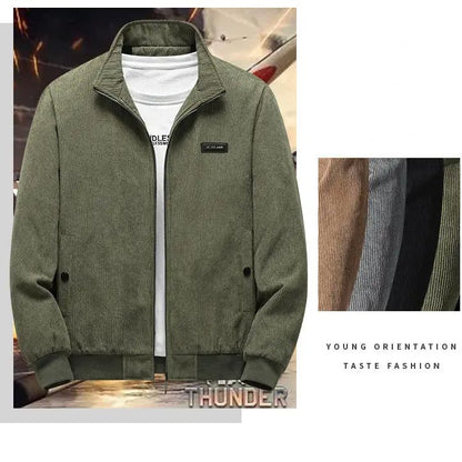 🍂Men's Casual Thermal Lined Corduroy Zipper Jacket with Stand-collar