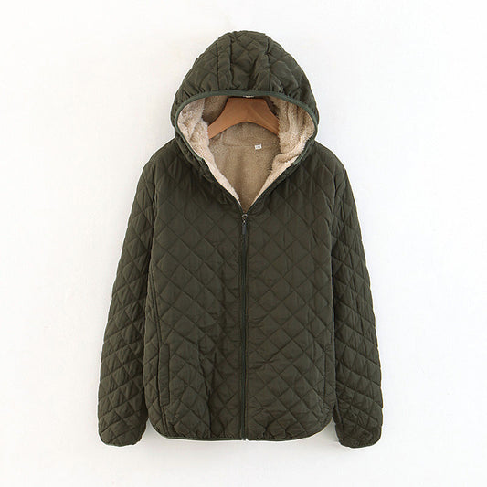 🍂Quilted Hooded Jacket with Plush Lining & Zip Closure