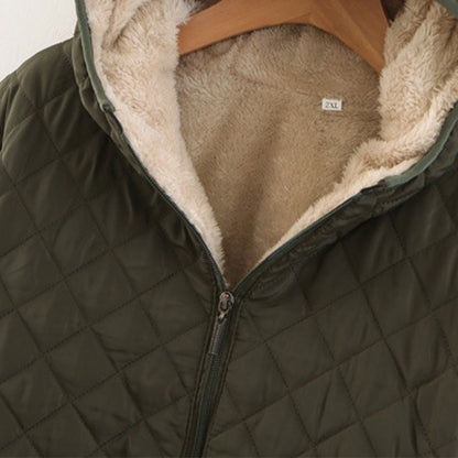 🍂Quilted Hooded Jacket with Plush Lining & Zip Closure