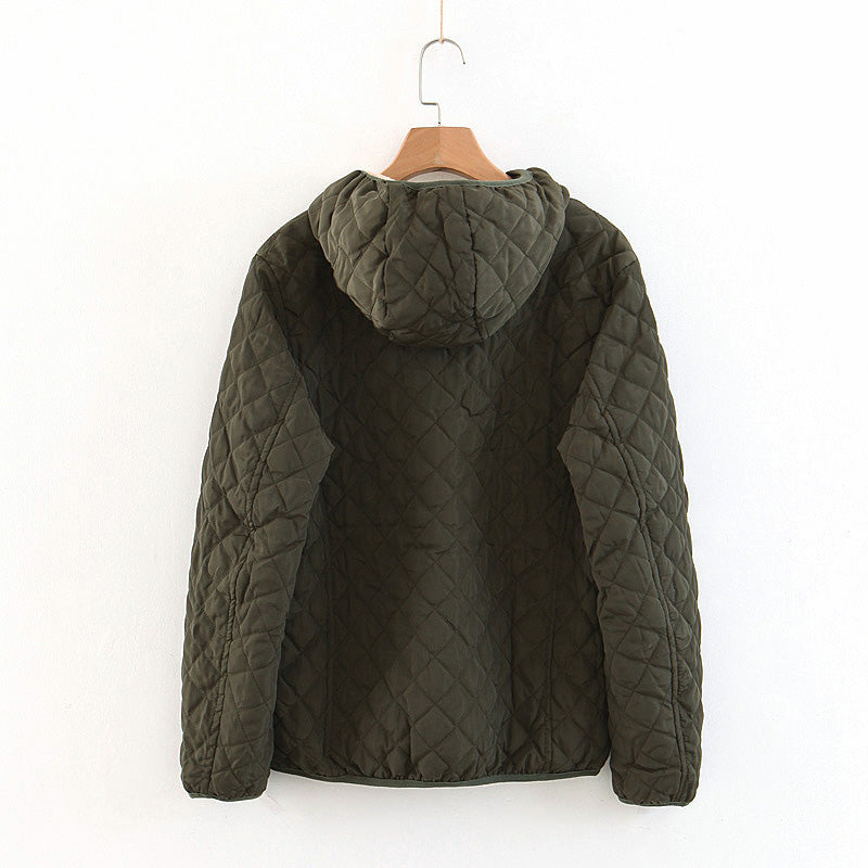 🍂Quilted Hooded Jacket with Plush Lining & Zip Closure