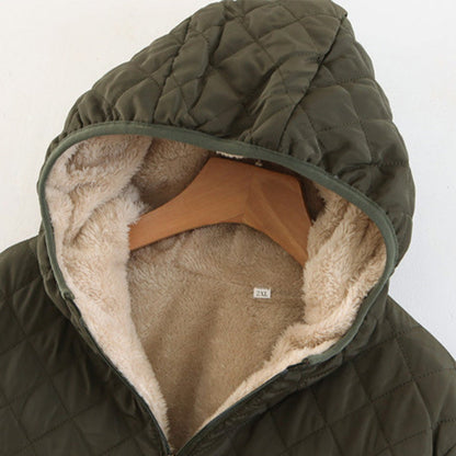 🍂Quilted Hooded Jacket with Plush Lining & Zip Closure