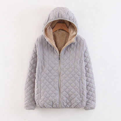 🍂Quilted Hooded Jacket with Plush Lining & Zip Closure
