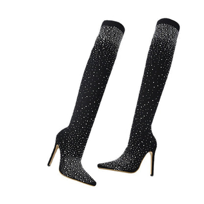 💥Hot Sales - 49% OFF✨Women’s Sparkly Faux Diamonds Over-the-Knee Boots👠