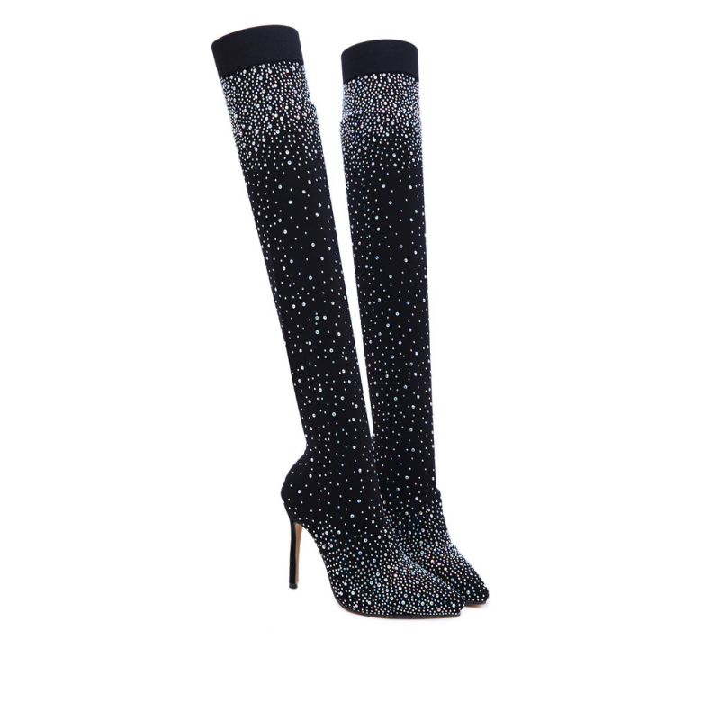 💥Hot Sales - 49% OFF✨Women’s Sparkly Faux Diamonds Over-the-Knee Boots👠