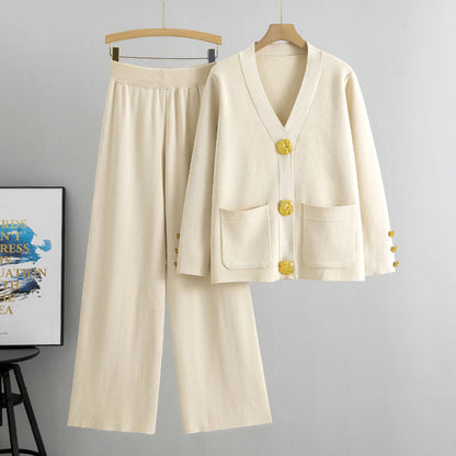 💥Limit Time 49% OFF🎉Gold Button Soft Knit Trouser Co-Ord