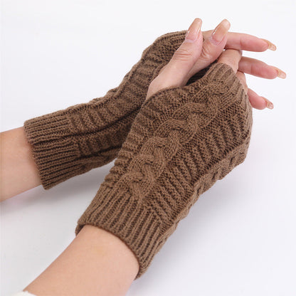 ❄️Autumn & Winter Knitted Half-Finger Gloves with Twisted Pattern🍂
