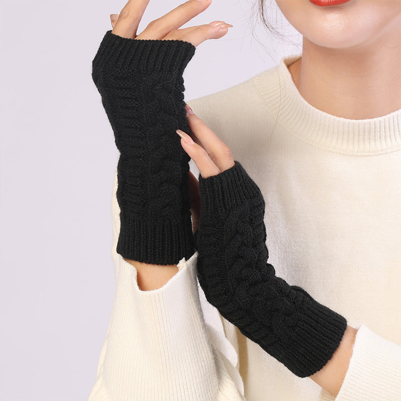 ❄️Autumn & Winter Knitted Half-Finger Gloves with Twisted Pattern🍂