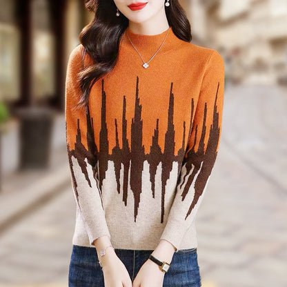 💥Colorblocked Fashion Casual Mockneck Knit Top💕