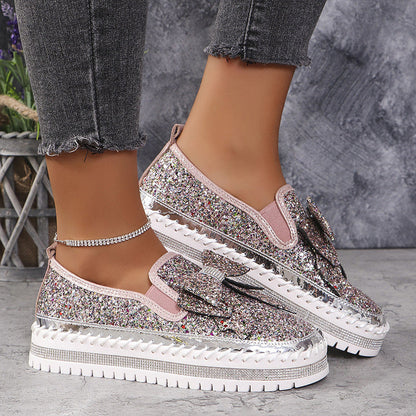 💥Hot Sales-49% OFF🔥Women's Rhinestones Slip-On Bow Sneakers