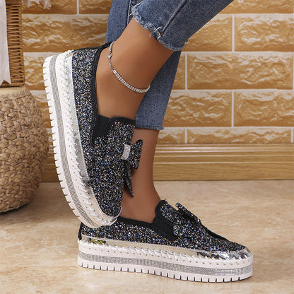💥Hot Sales-49% OFF🔥Women's Rhinestones Slip-On Bow Sneakers
