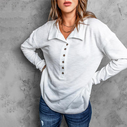 🍂Women's Casual Comfortable Button V-Neck Lapel Bottom Shirt🌿