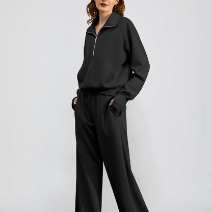 ✨Special Sale 49%OFF🔥 Women’s High-Neck Zip-Up Pullover and Wide-Leg Pants Set