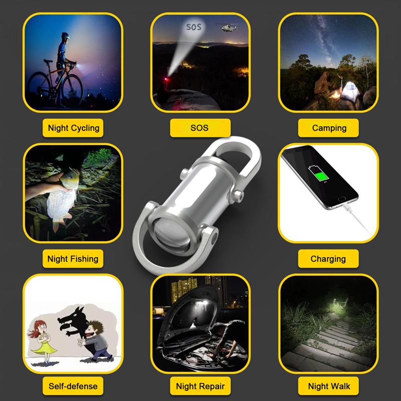 ✨ 1200LM Mini Keychain Flashlight - Super Bright & Waterproof for Emergency, Camping, or Night Work 🚨🔑