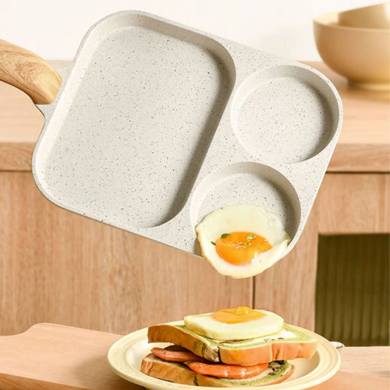 🍳 3-Compartment Non-Stick Pan – Cook 3 Foods at Once