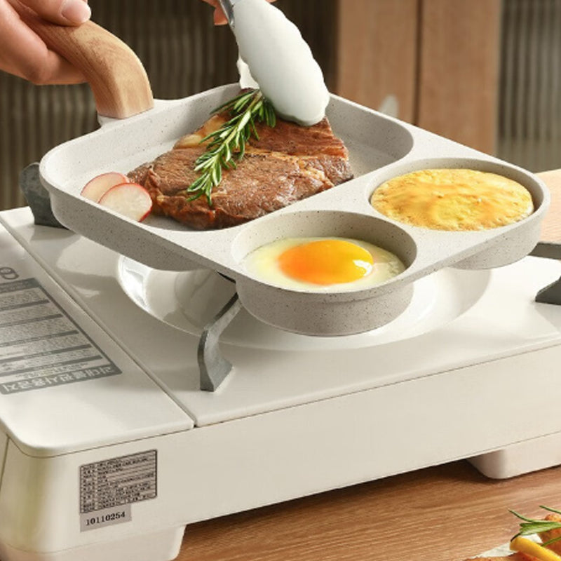 🍳 3-Compartment Non-Stick Pan – Cook 3 Foods at Once