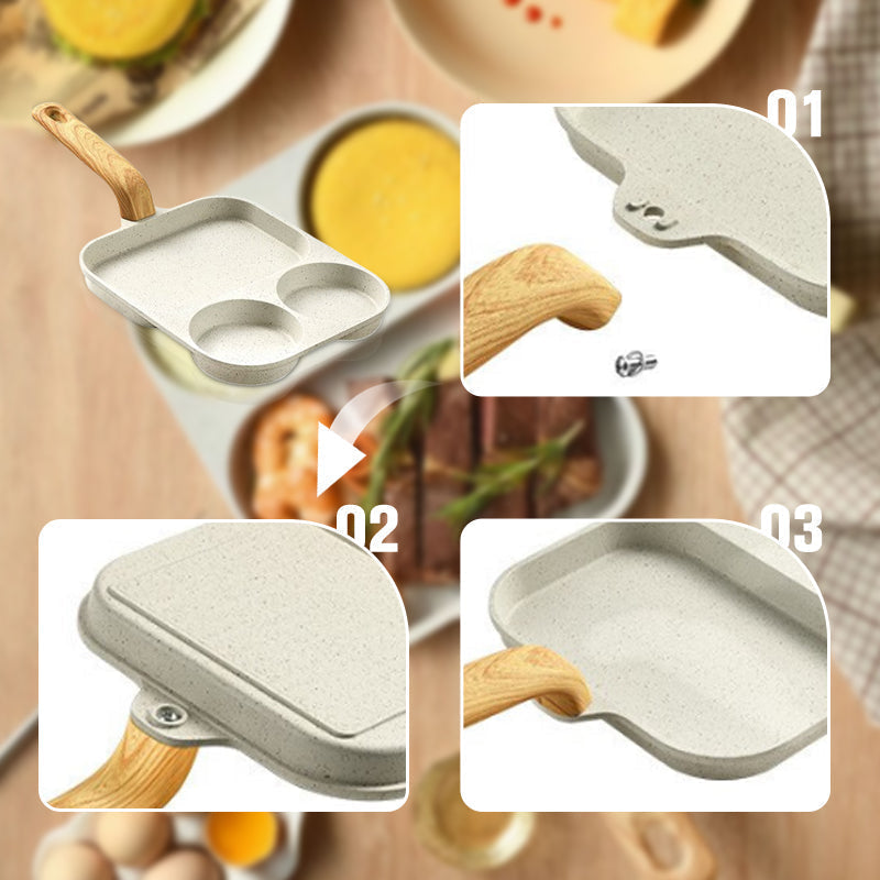🍳 3-Compartment Non-Stick Pan – Cook 3 Foods at Once