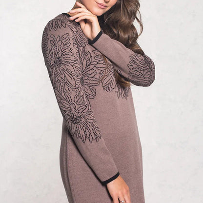 💃2025 New Arrival Pre-Sale✨Printed Straight Long Sleeve Crew Neck Dress