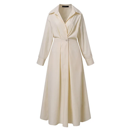 💥2025 New Products Hot Sale💕Women's Plain Cotton Lapel Shirt Wrap Dress