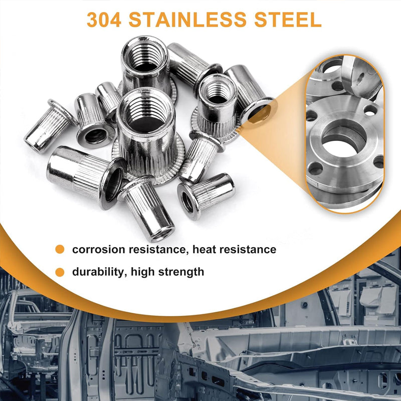 💥Threaded Insert Nut Rivet Nuts Set with Flat Head