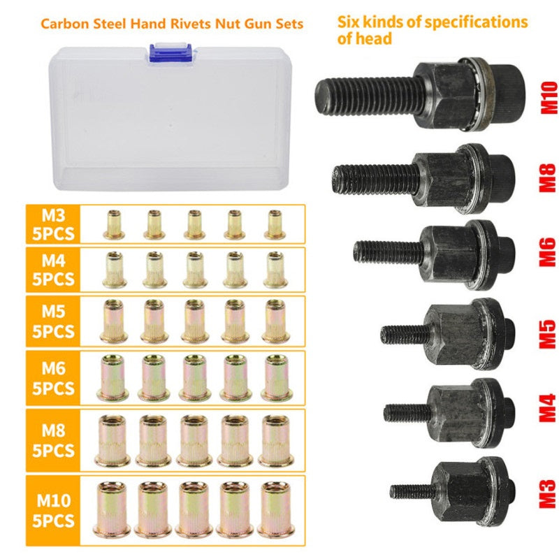 💥Threaded Insert Nut Rivet Nuts Set with Flat Head