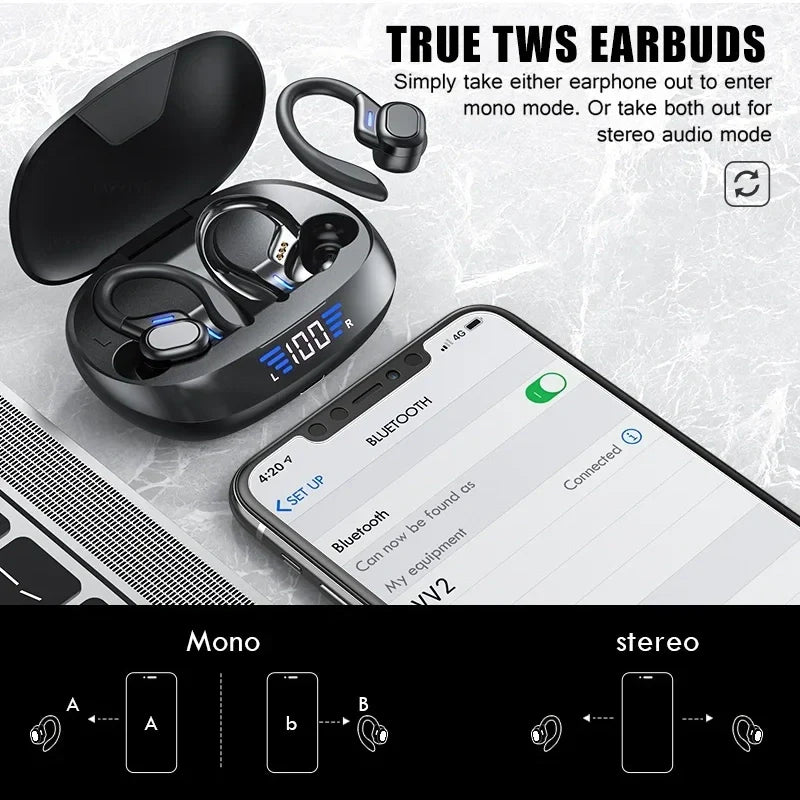 💥Hot Sale🔥Ear Hook Wireless Bluetooth Headphones with LED Display