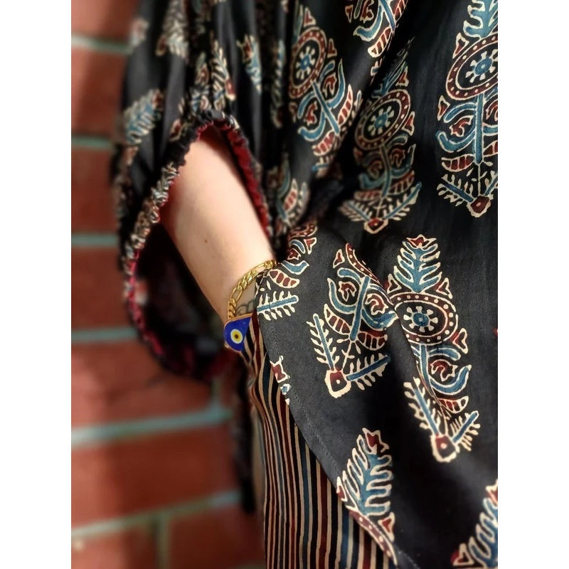 💥Hot Sale🍃Women's Fashion Loose Casual Printed Shirt and Striped Wide Leg Pants Set