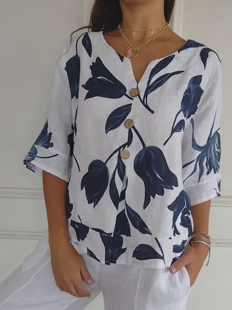 🔥Last Day Sale 50%🔥🌷Printed V-neck Tunic Top🌷