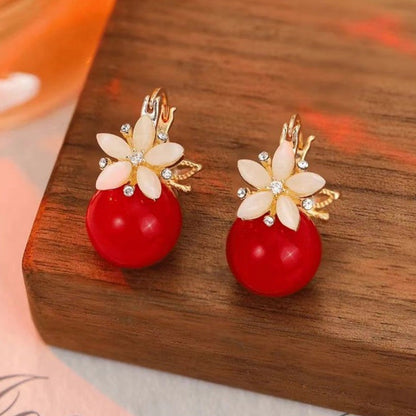 🍒Delicate Flower Pearl Earrings✨