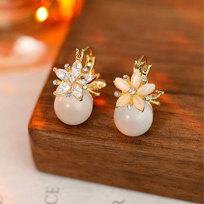 🍒Delicate Flower Pearl Earrings✨