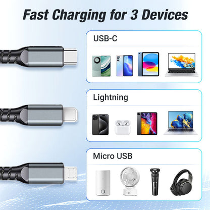 ⚡Transparent Luminous 3-in-1 Super Fast Charging Cable