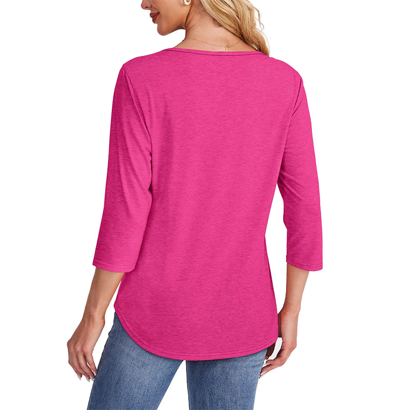 💥Hot Sales-49% OFF🔥Women’s Pleated Detail 3/4 Sleeve Casual T-Shirt