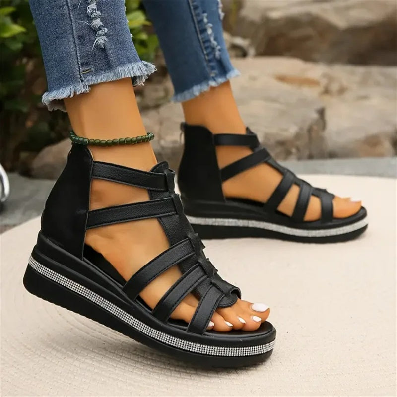 💥Hot Sale🔥Wedge sandals with rhinestone decoration