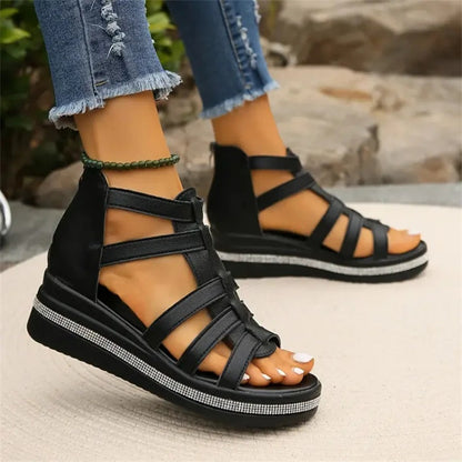 💥Hot Sale🔥Wedge sandals with rhinestone decoration