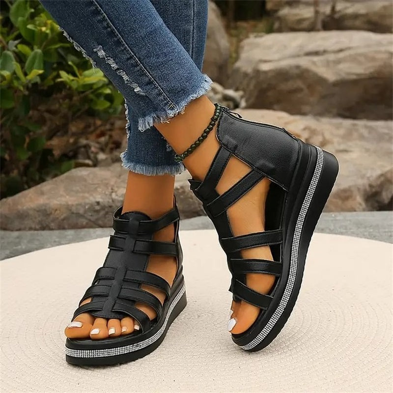 💥Hot Sale🔥Wedge sandals with rhinestone decoration