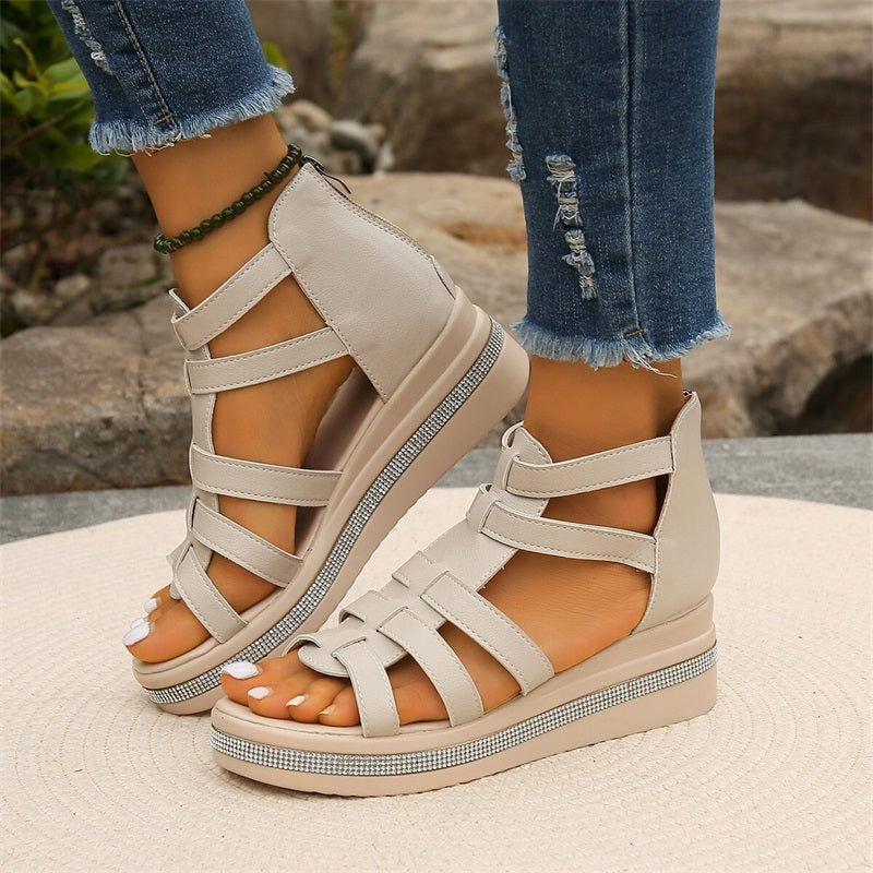 💥Hot Sale🔥Wedge sandals with rhinestone decoration