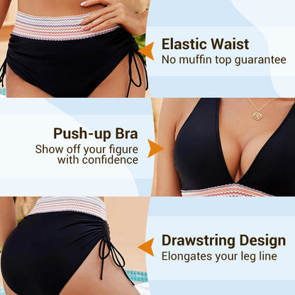 💃Vacation Sale 49% OFF💃Tummy Control Color Block Bikini Set
