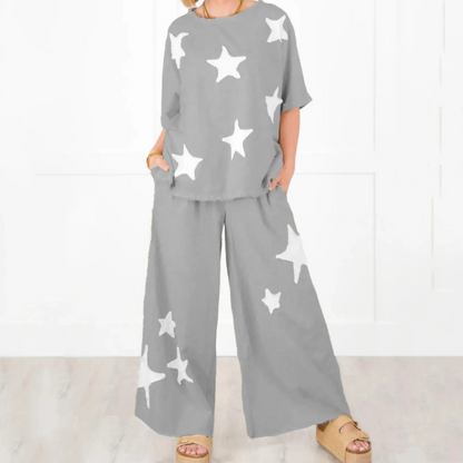 💥Hot Sales-49% OFF🌟Women's Star Patch Short Sleeve Casual Two-Piece Set