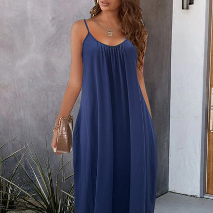 🍃Low-Cut Round Neck Loose Spaghetti Strap Dress
