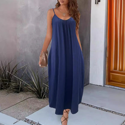 🍃Low-Cut Round Neck Loose Spaghetti Strap Dress