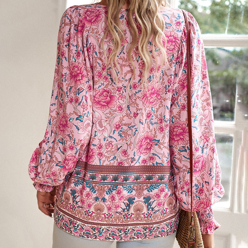 💖Hot Sales-49% OFF✨Women's Fashion Printed v-Neck Long Sleeve Shirt