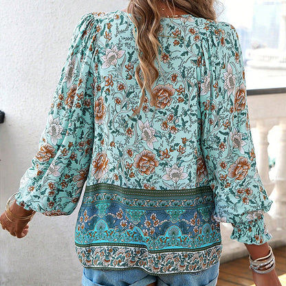 💖Hot Sales-49% OFF✨Women's Fashion Printed v-Neck Long Sleeve Shirt