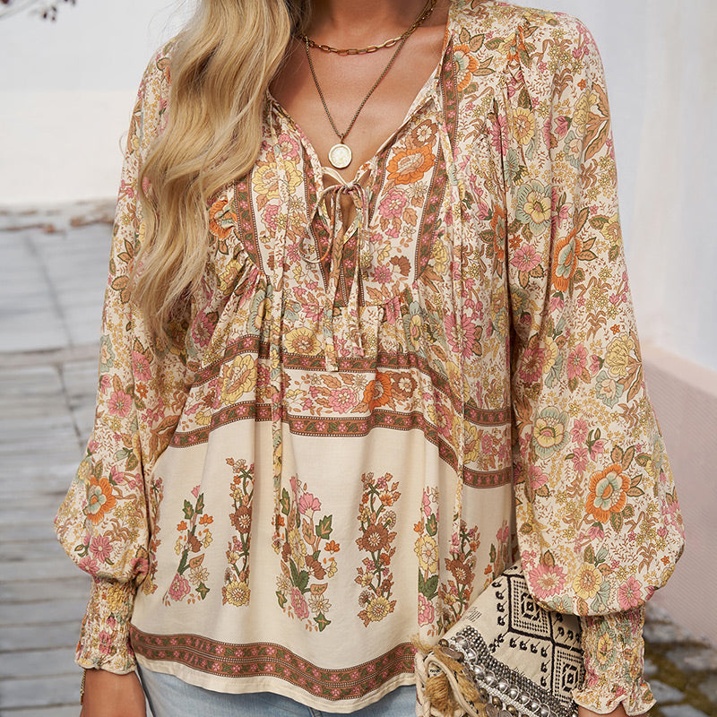 💖Hot Sales-49% OFF✨Women's Fashion Printed v-Neck Long Sleeve Shirt