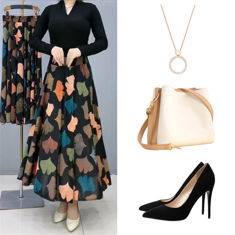 💥Limit Time 49% OFF🎉Women's Fashion High Waist Floral Pleated Long Skirt